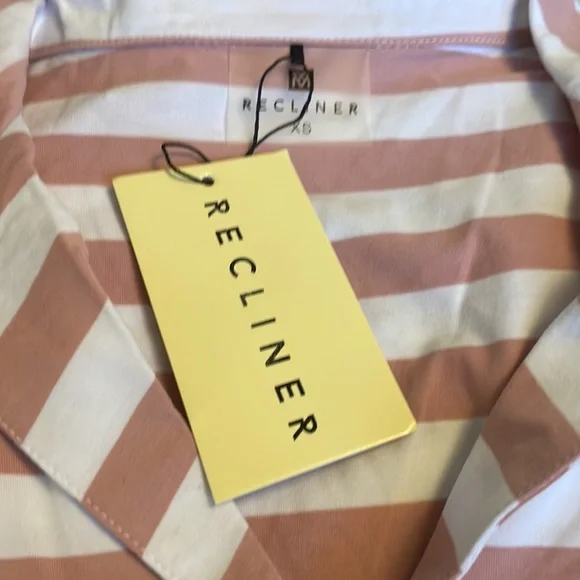 New Recliner NYC Pijama Shirt Dress Blush Stripe - Picture 7 of 8